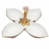 Electroplated gold multi-compartment ceramic plate with a design sense, petal-shaped pure white fruit plate, hand-held restaurant banquet food platter Specification image